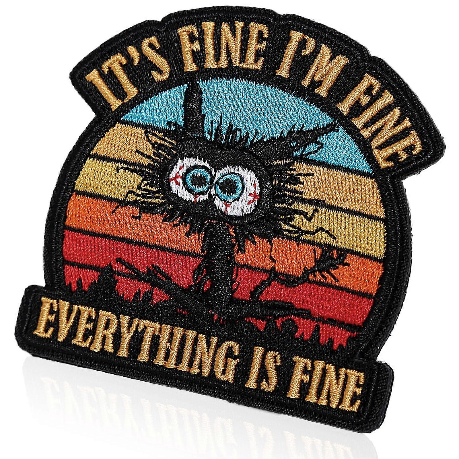 Funny Morale Patch with Hook and Loop, Embroidered Meme Design for Backpacks, Vests, Hats, Black