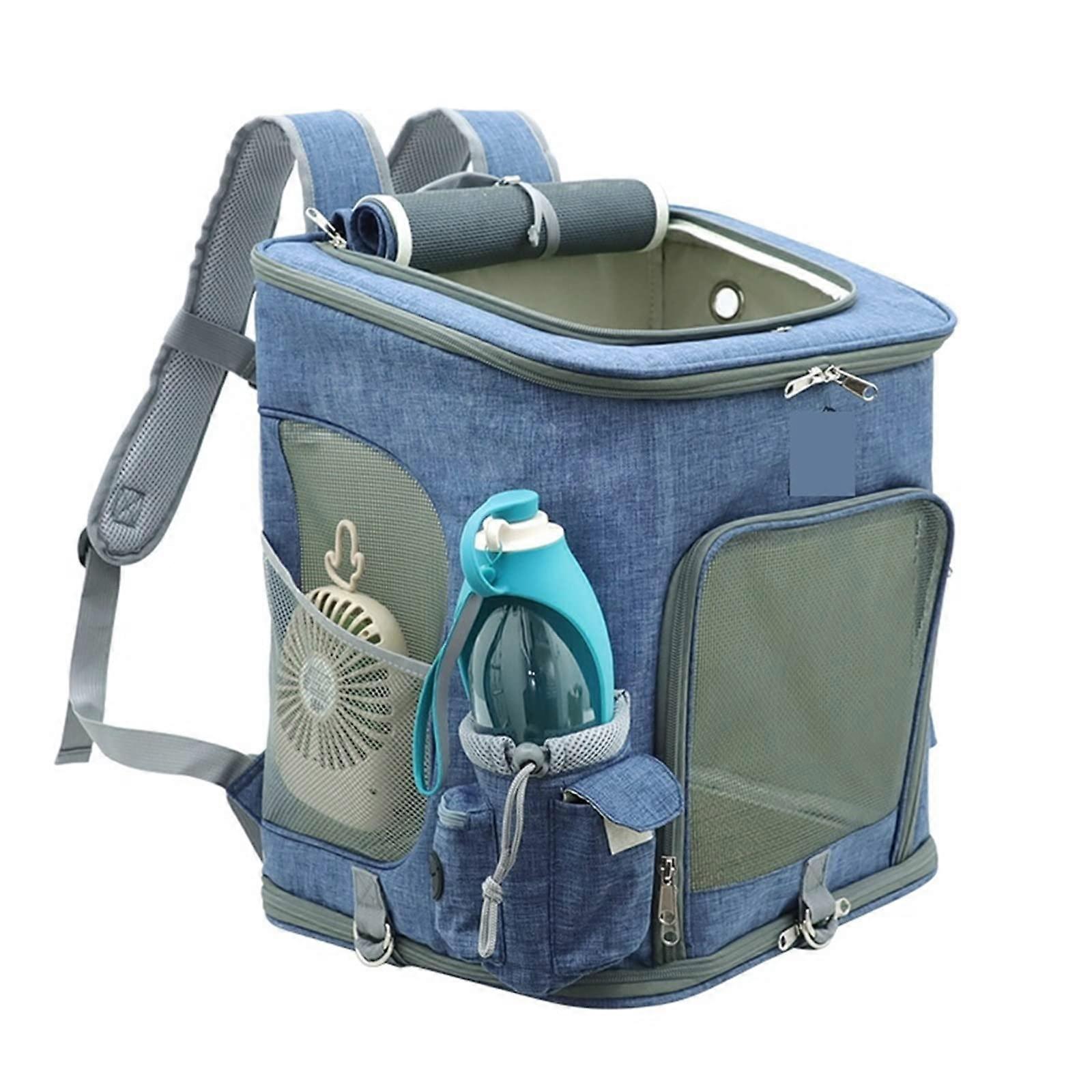 Cat Backpack Pet Travel Carrier with Breathable Window and Spacious Interior Blue