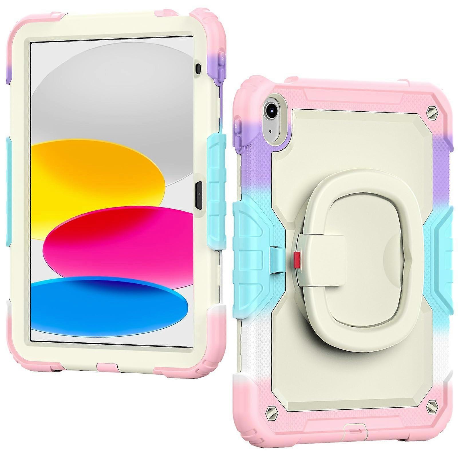 Case with Screen Protector for iPad 10th Generation 10.9 Inch 2022, 360° Rotating Handle, Pink