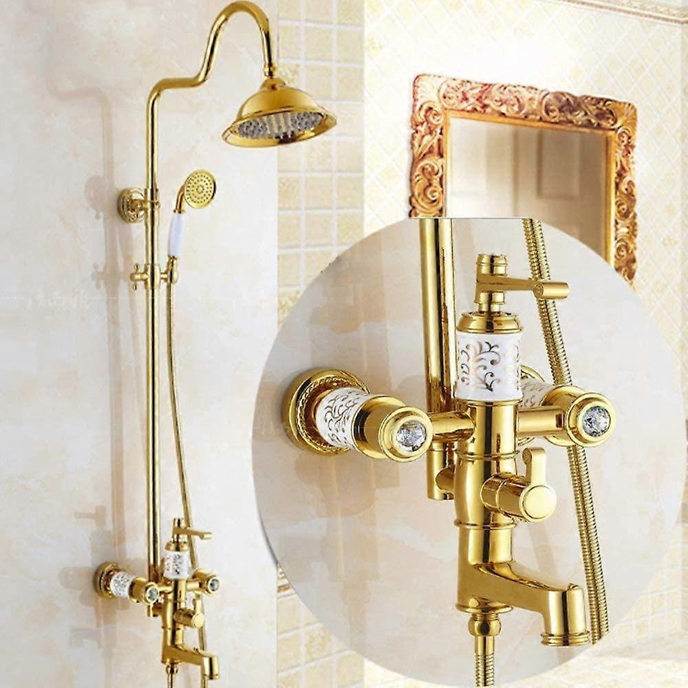 Shower Set Full Copper Handheld Shower System with 3 Functions Constant Temperature Round  Spray
