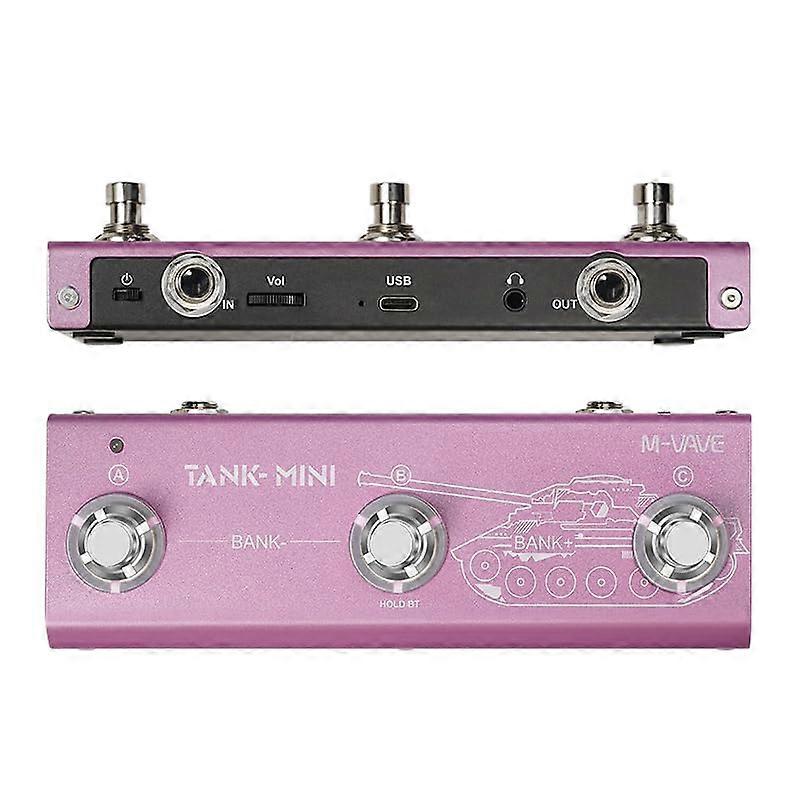 TankMini Multi Effects Guitar Pedal with Amp Simulator, Bluetooth and USB Audio  Pink