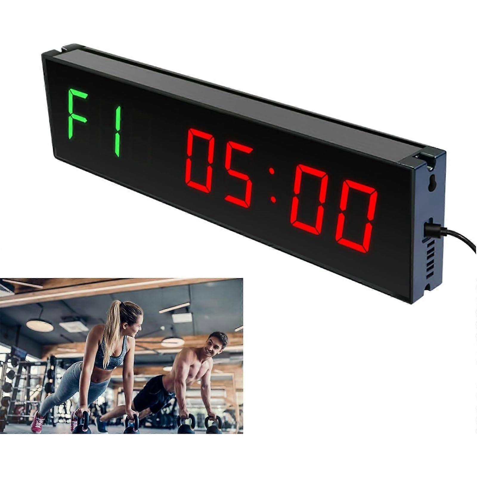 Gym Interval Timer with Metronome, 6 Training Modes, Adjustable Brightness, Wall Mount Fitness Clock