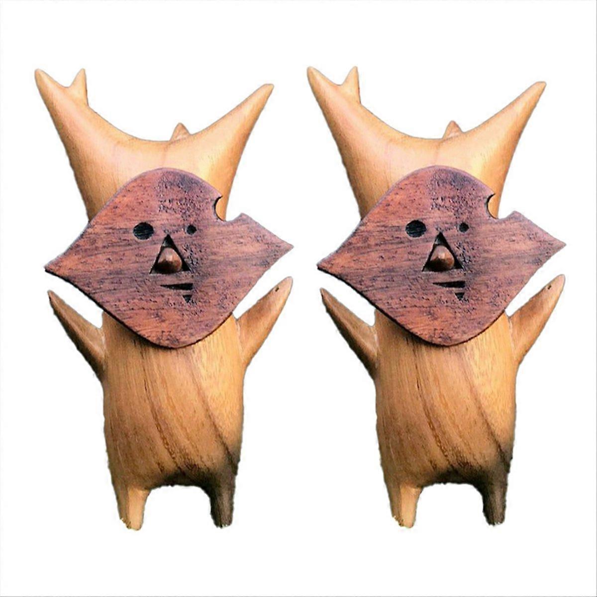 2PCS Wood Statue Decoration Resin handwork Statue Game Lovers,B