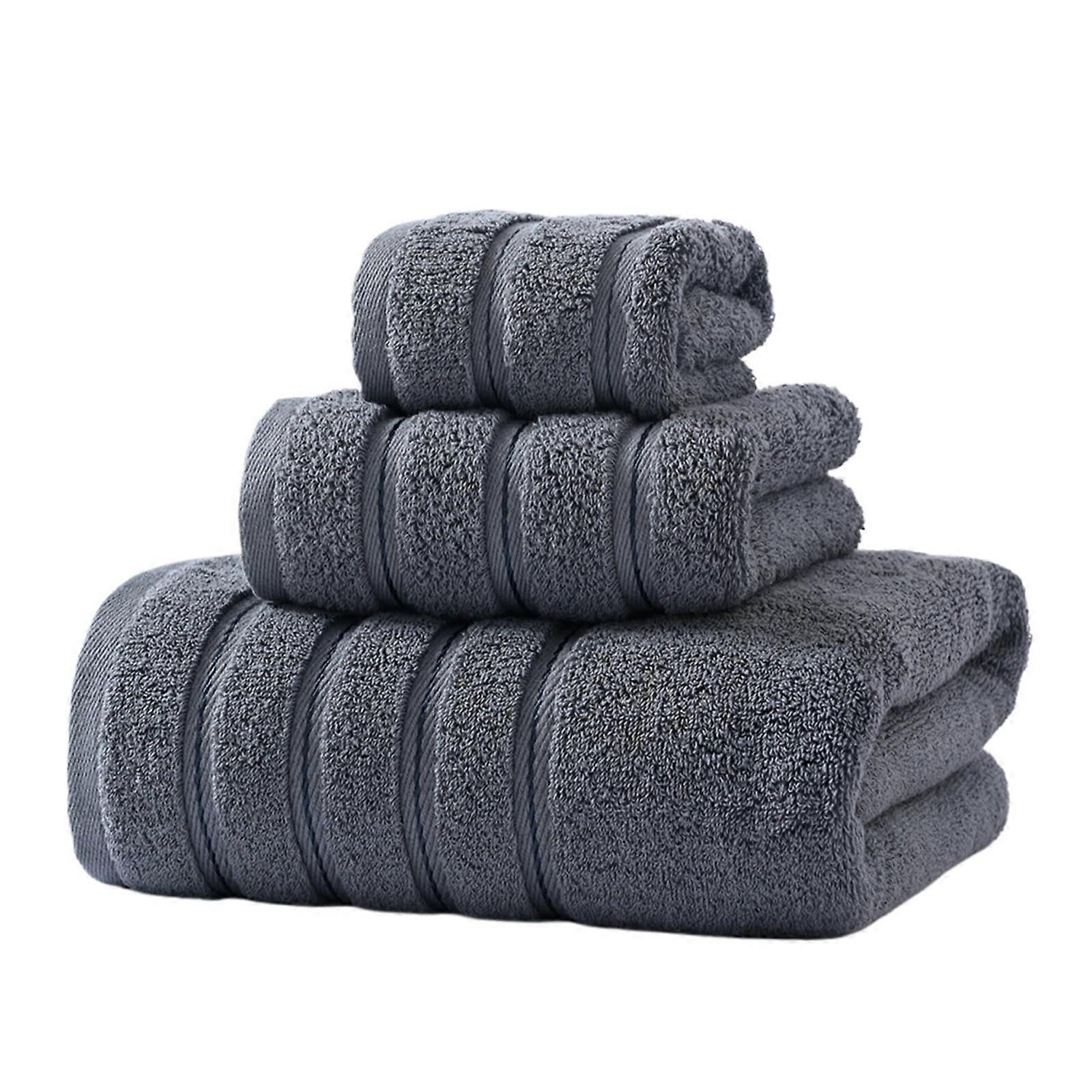 Bath Towels Set Gray  Soft Absorbent Cotton, Quick Dry, Large Lightweight for Bathroom Use