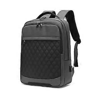Wasserdichter Business-Laptop-Rucksack mit USB-Ladeanschluss, geräumige Reisetasche, Grau