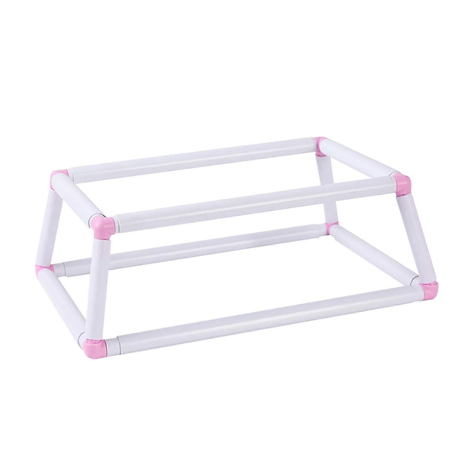 Embroidery Frame and Cross Stitch Frame with Clamp, Double Layer Stability, Pink Desktop Stand