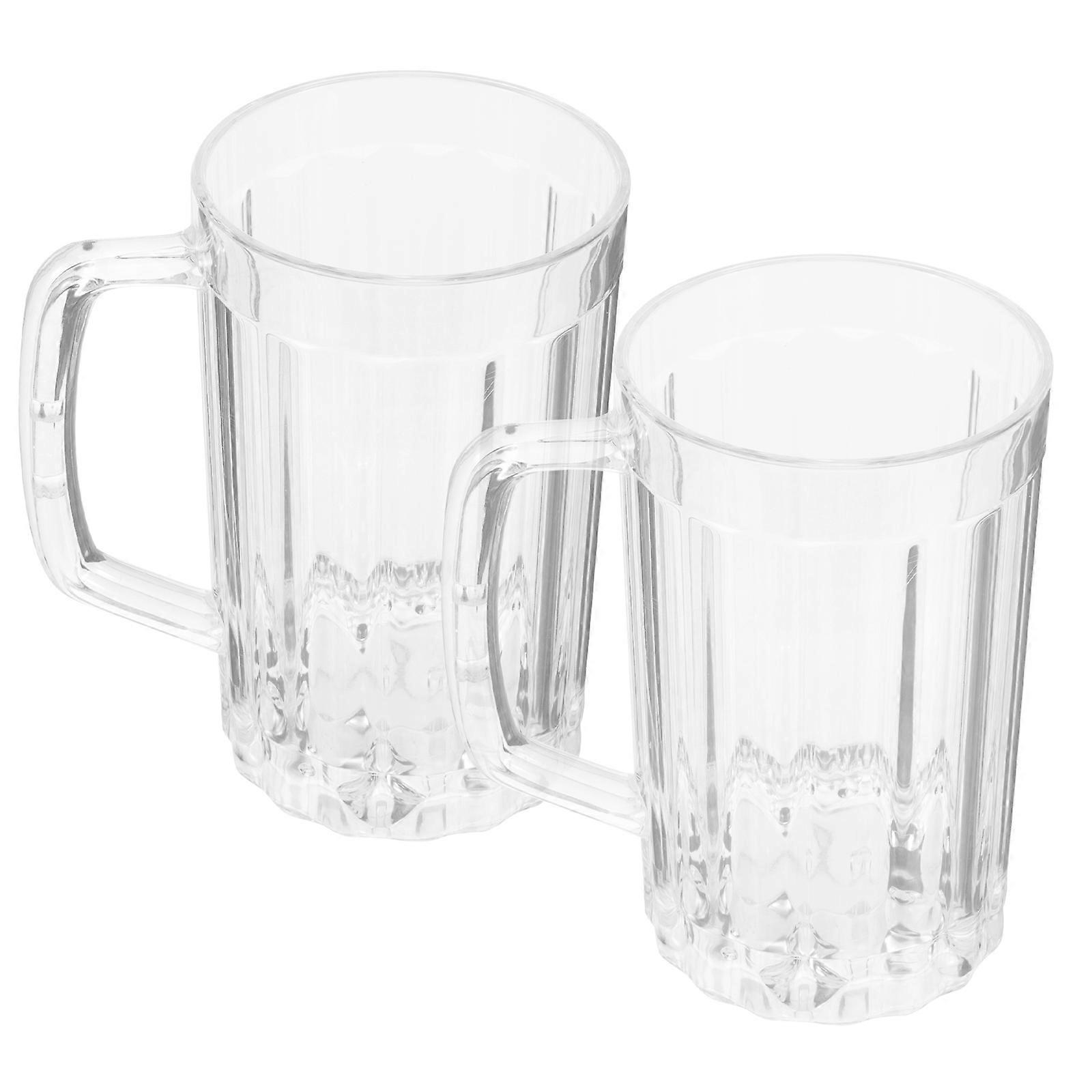 Beer Mug Transparent Reusable Reusable Cup for Beer Drinking 2Pcs 500Ml with Handle