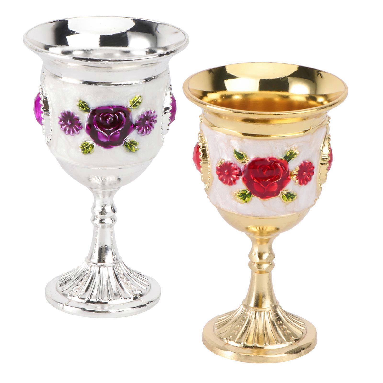 Wine Goblet Alloy Container for Party 2Pcs Elegant Drinking Supply