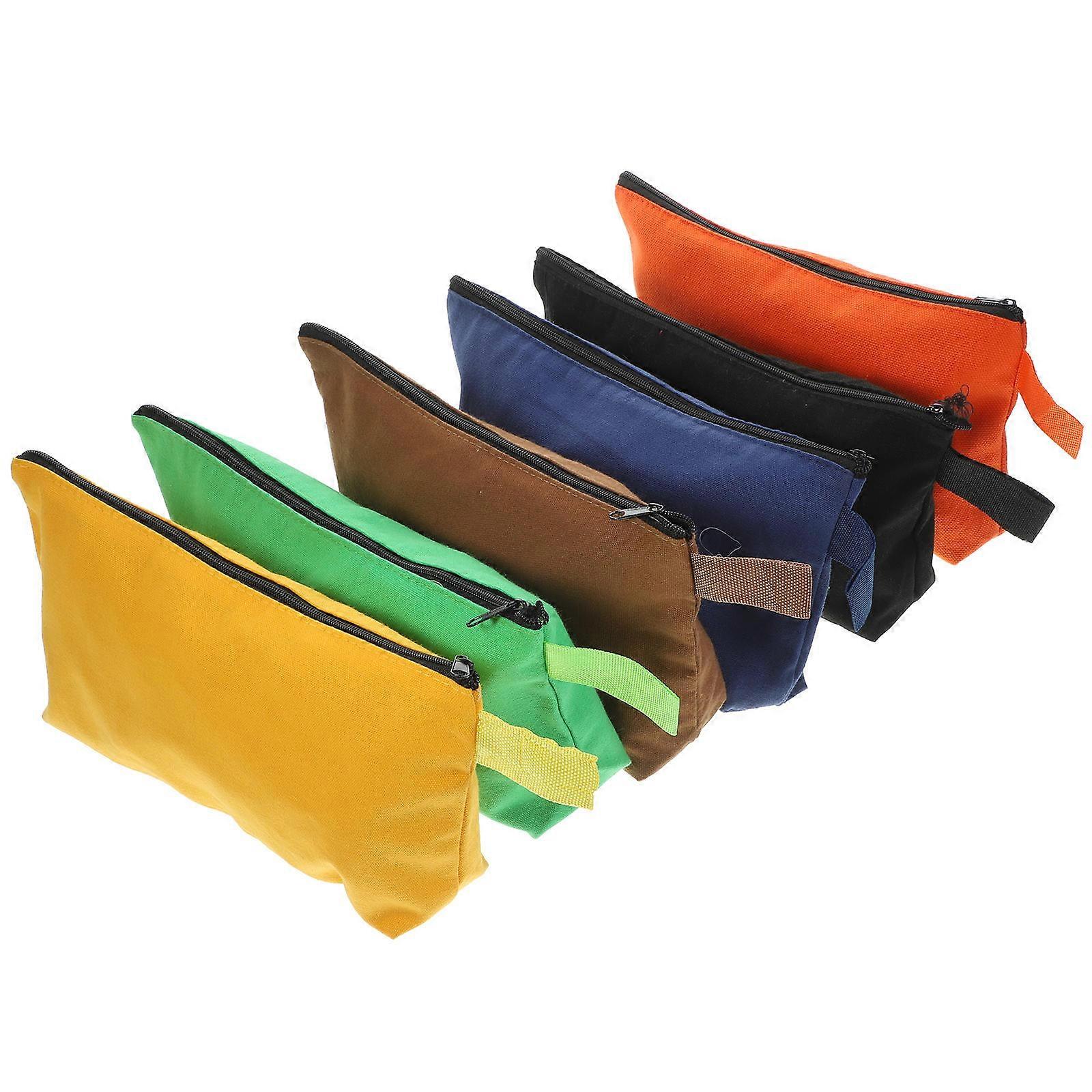 Tool Bag Pouch Canvas for Storage Use 6Pcs Zipper Closure Organizer