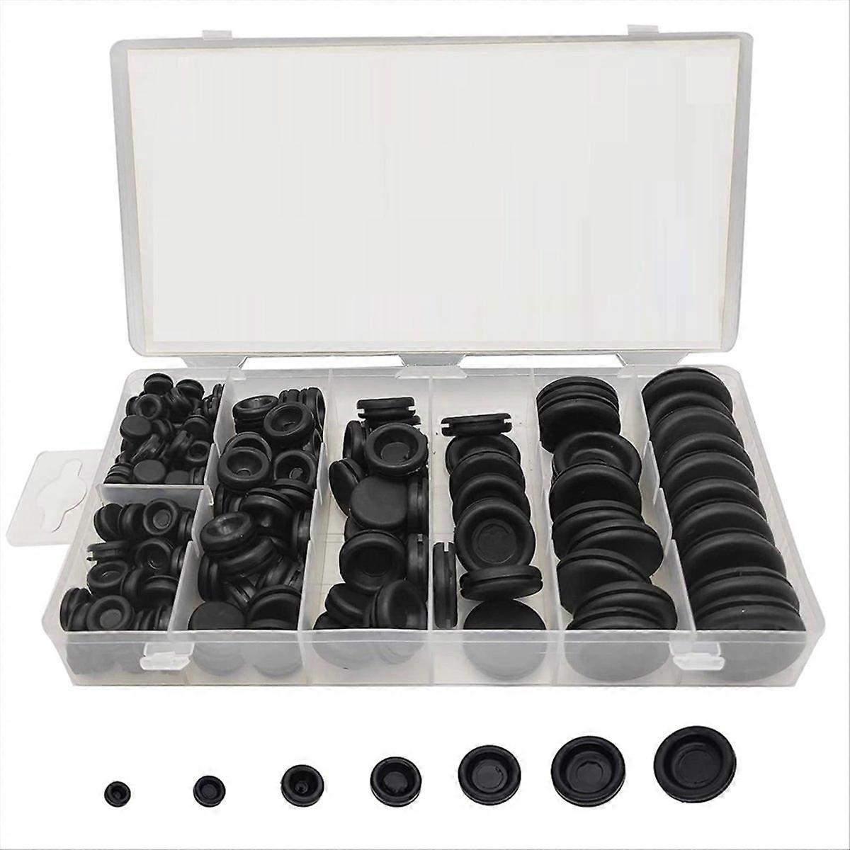 200Pcs 7Sizes Rubber Grommet Assortment Kit
