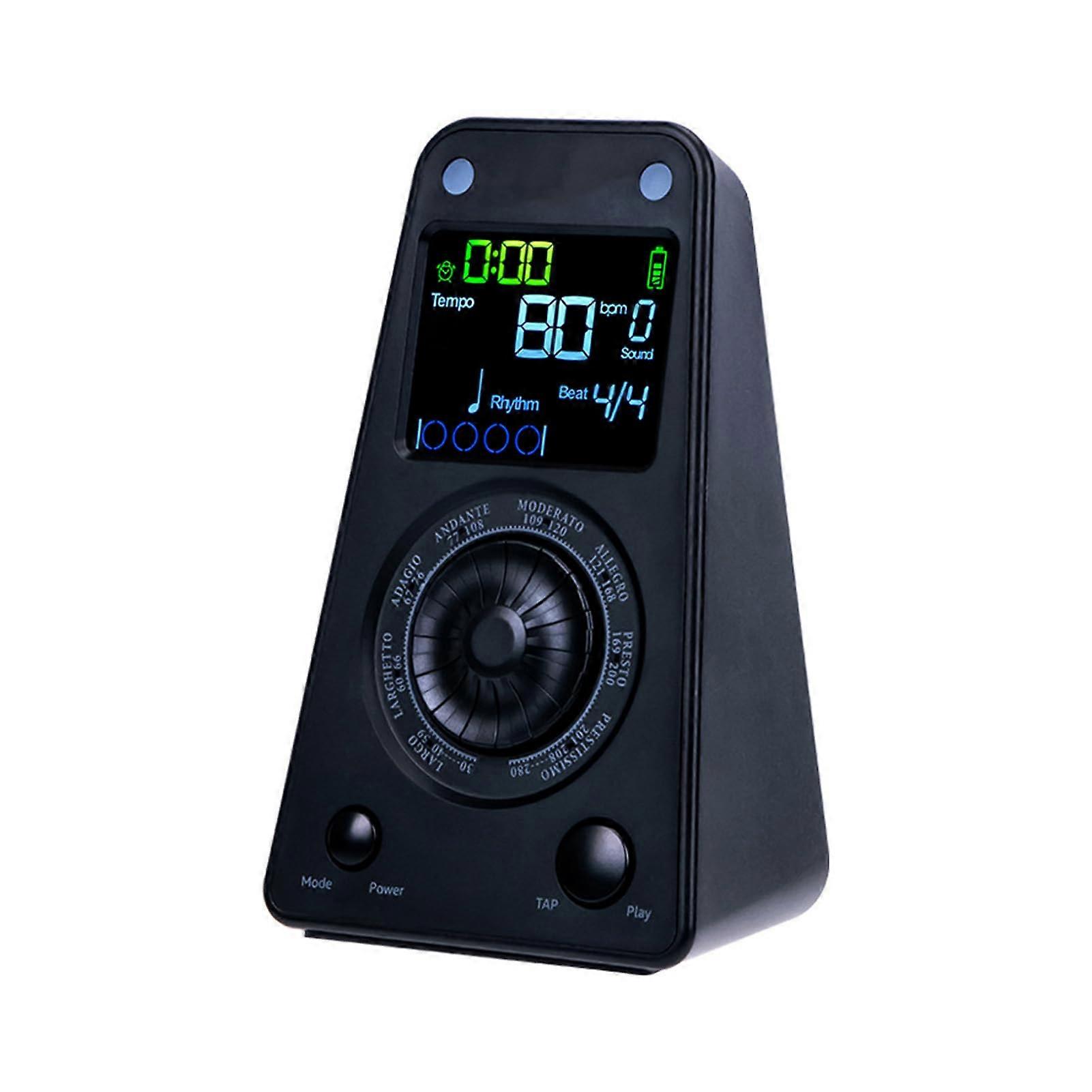 Digital Metronome with Adjustable Volume, Bluetooth Speaker, Rechargeable, 8 Rhythms, Black