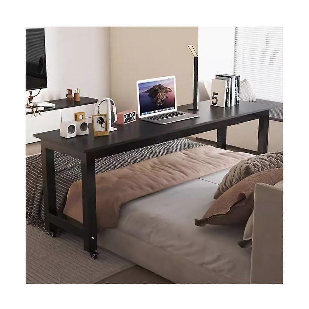Adjustable Overbed Table with Wheels, Tiltable Laptop Desk for Bedroom Work and Study