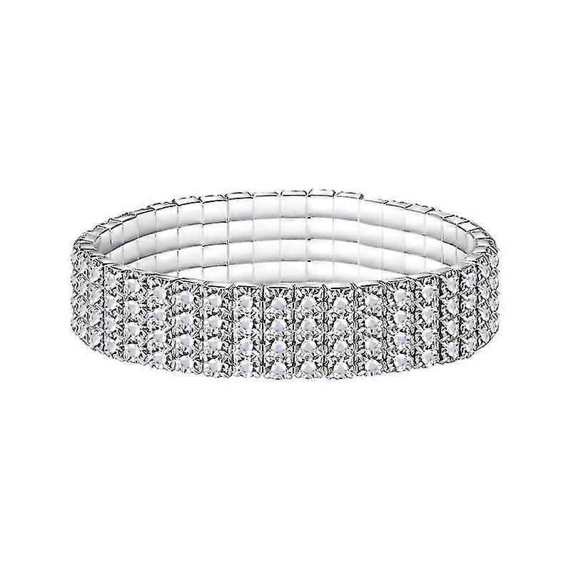 Pxcl Bracciale Stretch Strass Da Sposa 4 File