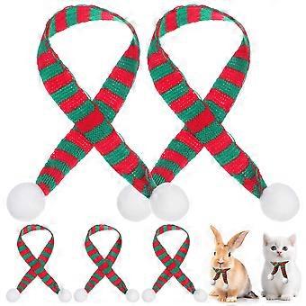 5 Stück 2 x 30 cm Weihnachts-Minischal, DIY-Haarballen, gestricktes Puppenkleidungszubehör, Weinflaschen-Halstuch, kleine Schneemann-Dekoration (rot und grün)