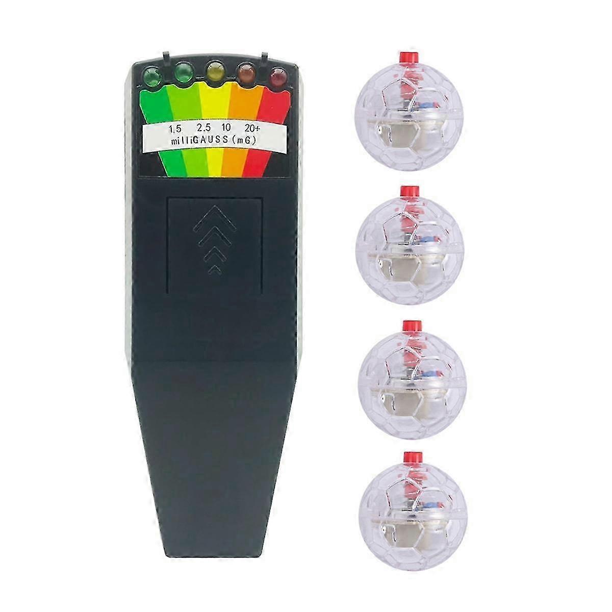 4 Pcs Motion Activated Light Up Balls and EMF Meter Ghost Kit
