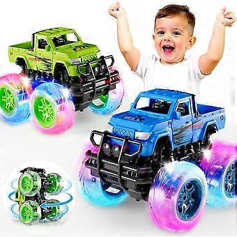 Conjunto de 2 Carrinhos Monster Truck com Luzes - Brinquedos para Meninos de 2 a 3 Anos - Carrinhos de Puxar para Trás para Crianças de 2 a 5 Anos - Presentes de Aniversário