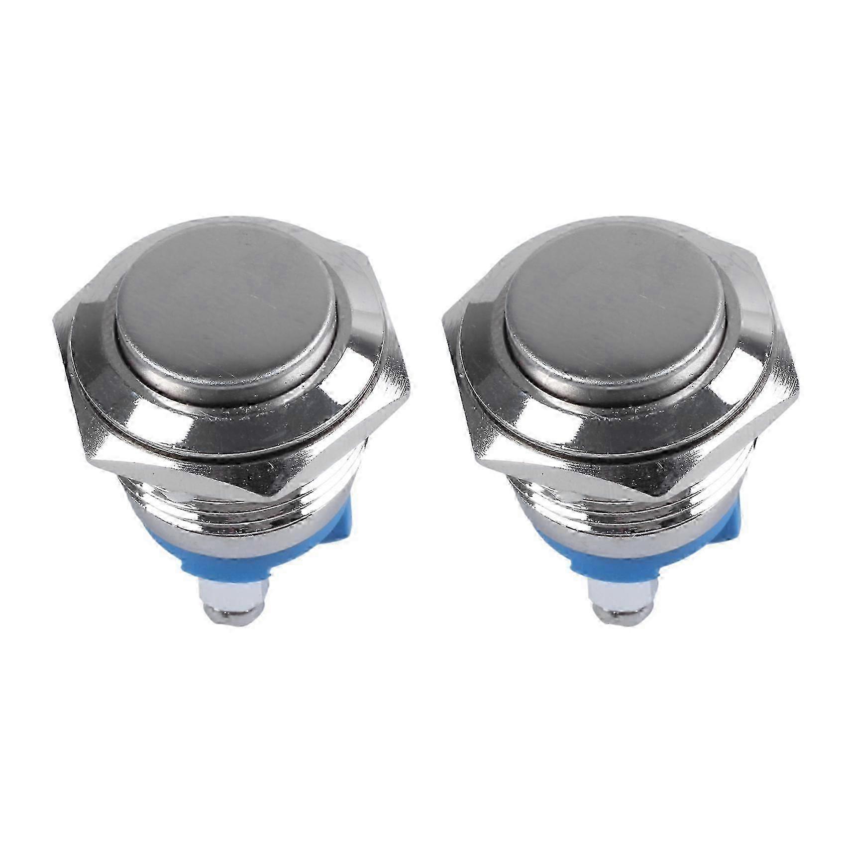 2X 16mm High Round High Round Momentary Metal Push Button Switch
