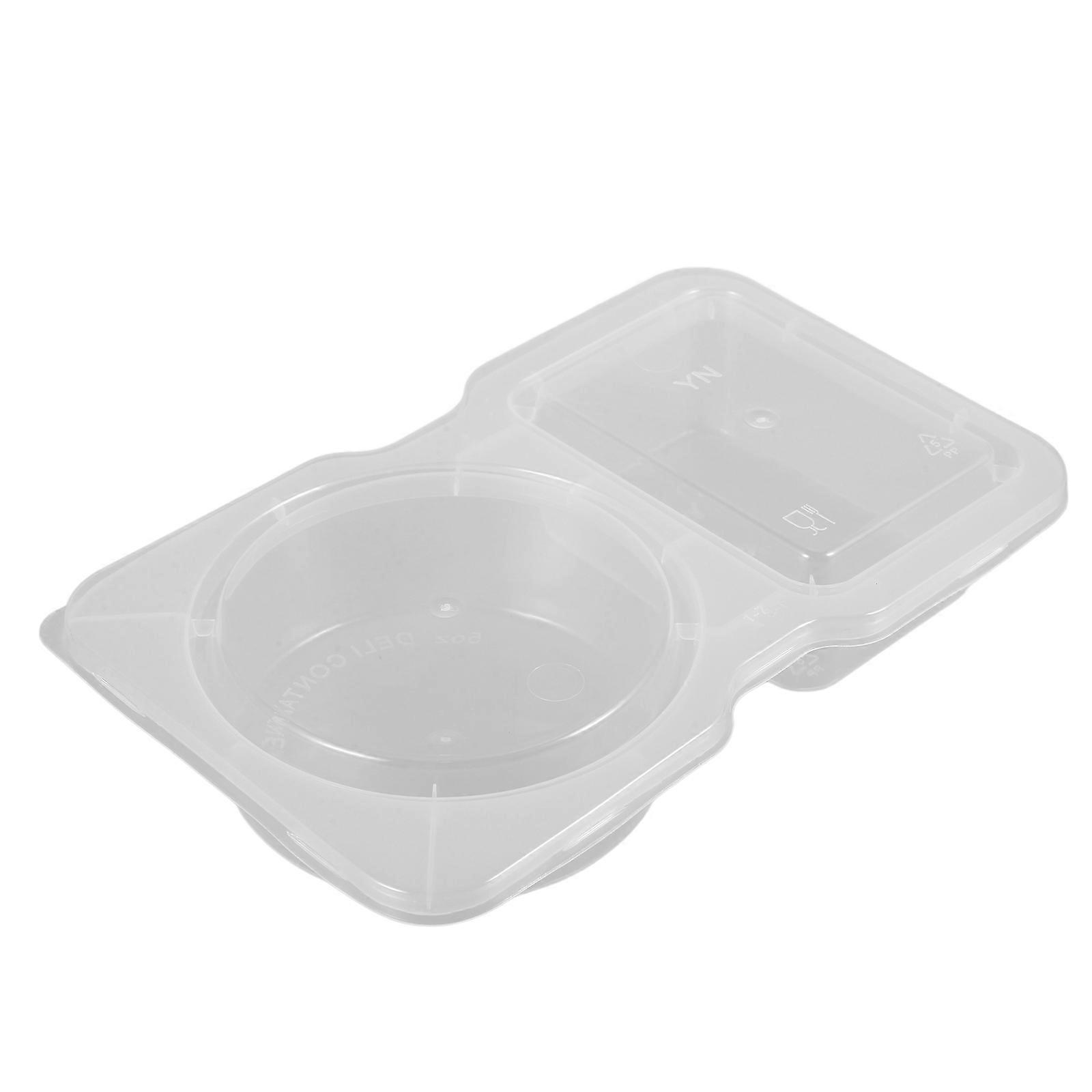 Transparent Double Compartment Condiment Boxes for Storage Use 50Pcs Plastic Containers