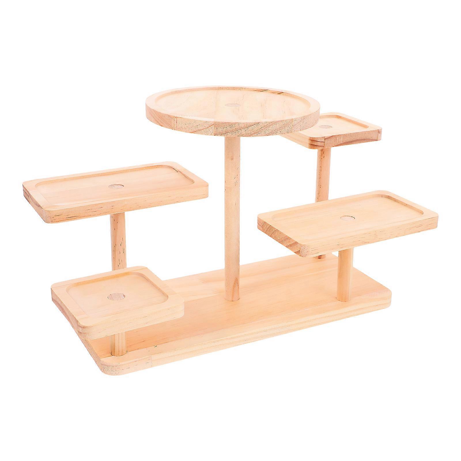 Display Rack Wooden Multi-Function Organizer Stand with Five Tiers