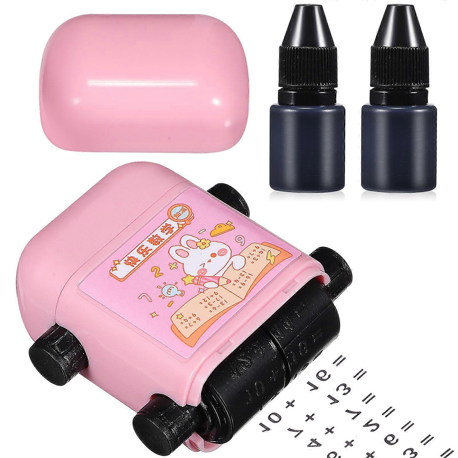 Addition Subtraction Stamp Roller for Math Learning with 2 Bottles Ink