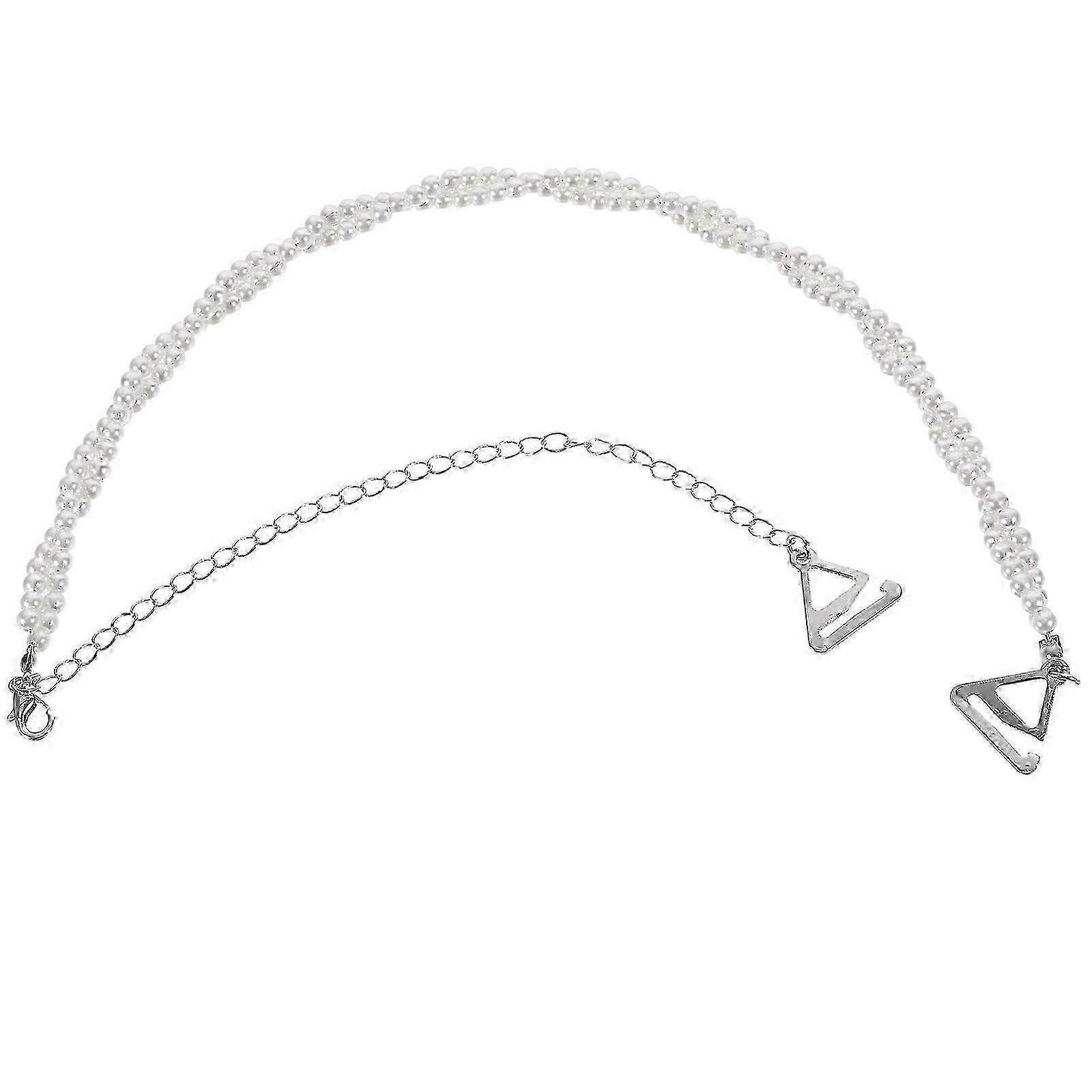 Pearl Bra Straps Dual-Layer Decorative Bra Straps Adjustable Removable Silver