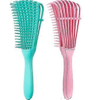 Spazzole Districanti Delicate per Capelli Afro e Strutturati (3A-4C) - Set Rosa e Verde Easy-Clean