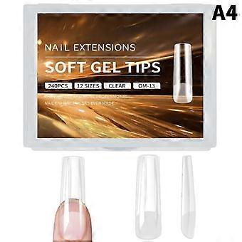 240 Pcs Soft Gel Xxl Nail Tips Supplies,Full Cover False Nail Tips For Acrylic Nails Gel Square Fake Nail