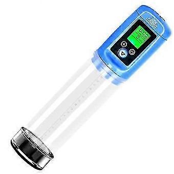 Men's Enlarge Vacuum Pump Suction Pump 2In1 ED Screen Silicone Extender Blue For Male Muscle Cup Body Massage