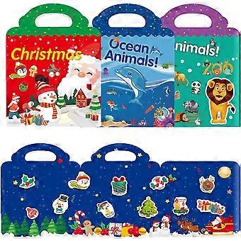 Herbruikbare stickerboeken voor peuters van 2-4 jaar, dieren, oceaan en kerstactiviteitenstickers boeken leerspeelgoed voor meisjes jongens kinderen van 1-3 jaar verjaardag th