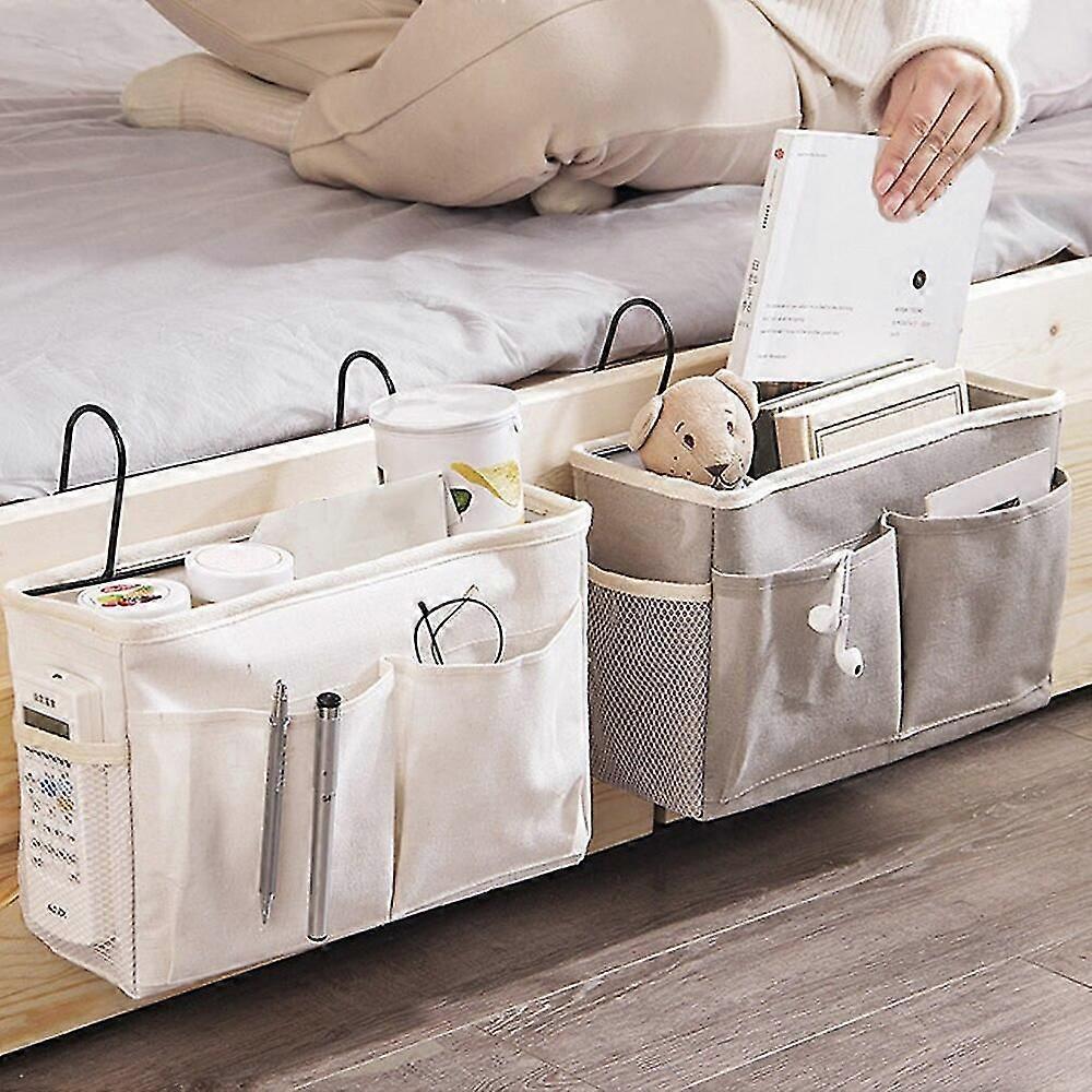 Multi-function Large Capacity Bedside Storage Hanging Bag Bed Table Basket Bedside Organizer Shelf Hanging Bag gray