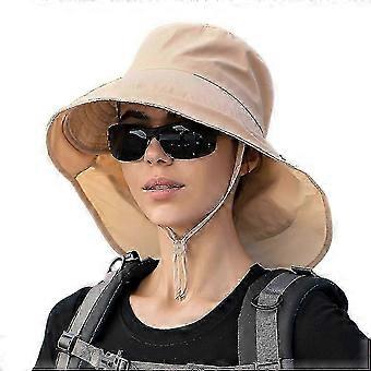 ZWS-"UV Protection Women\'s Sun Hat with Wide Brim, Neck Flap, and Chin Strap - Ideal for Outdoor Activities like Cycling and Mountaineering in Summer