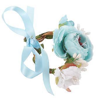 Cat Flower Collar Decorative Flower Wreath for Pets 4Pcs Sky-Blue Cloth Design
