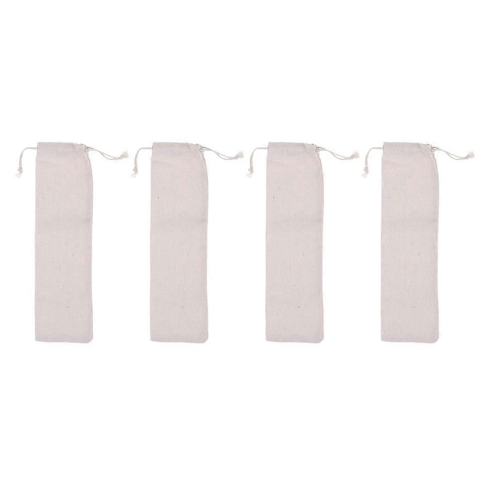 4st rostfritt stål dricksugrör bärväskor förvaringsväskor (beige)