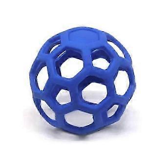 Leckerli-Futterball für Pferde, 14 cm großes blaues Heu-Fütterungsspielzeug, Gummi-Futterautomat mit Seil für Pferde und Ziegen