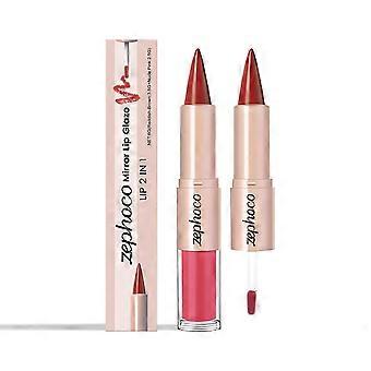 Zephoco red brown nude powder dual color mirror lip glaze, water moistened and silky smooth, not heavy and shiny, shiny and shiny mirror lip glaze