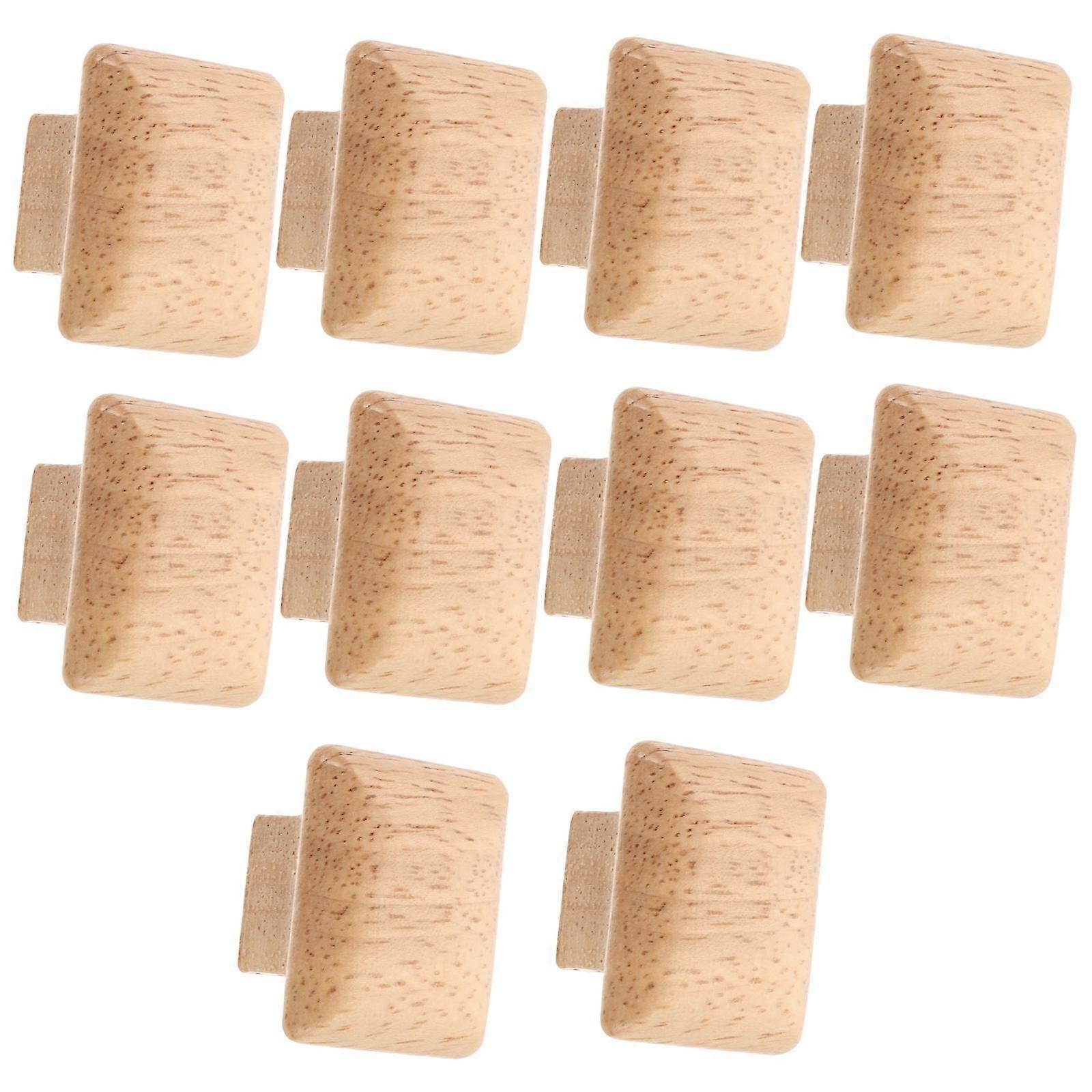 10pcs Solid Wood Knobs Wooden Drawer Handles Square Door Knobs for Home
