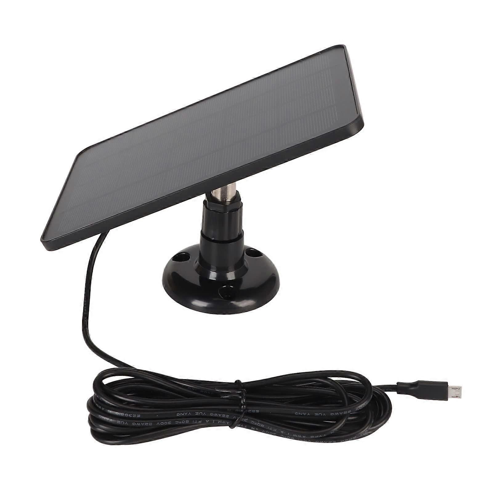 Solar Panel for Security Camera 5V 4W  Efficiency Weatherproof Charger USB C Micro USB Black