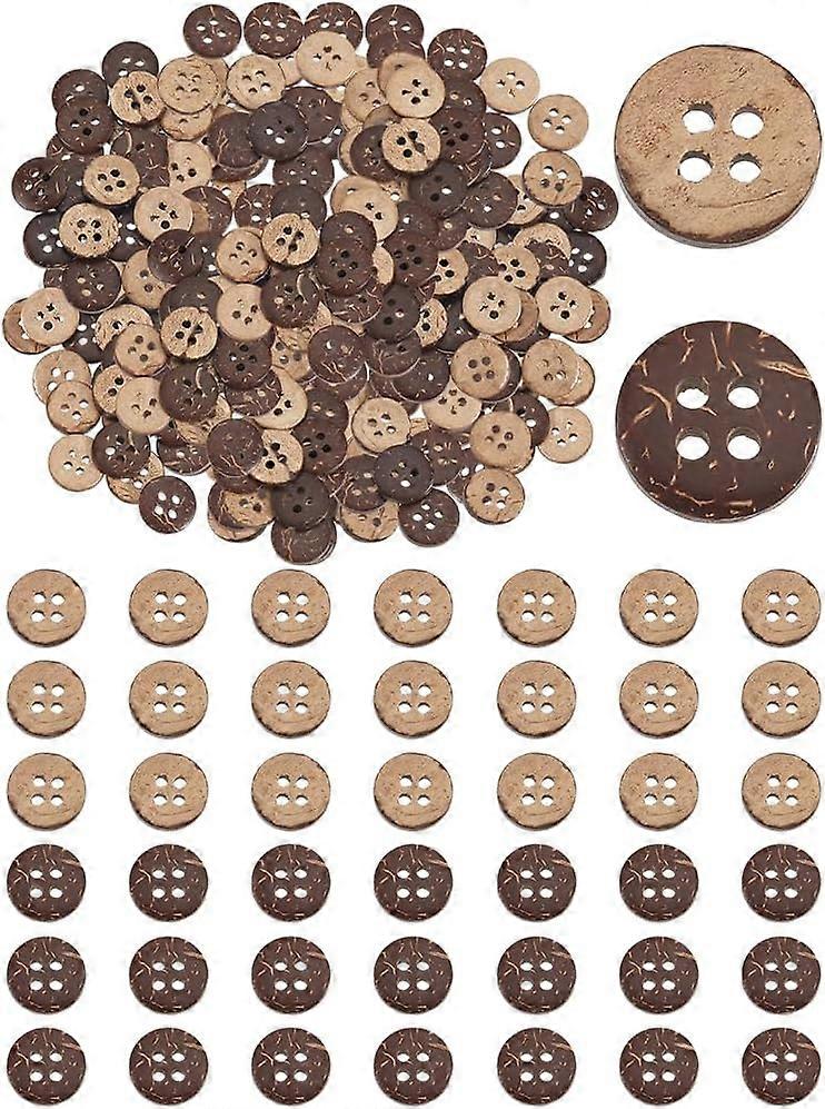 300Pcs Coconut Shell Sewing Buttons 2-Hole Brown Craft Button 13mm