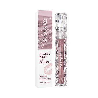 2pcs Shiny Gloss Lip Glaze, Nude Pink, Smooth Non-Sticky, Versatile With Natural Glossy Finish