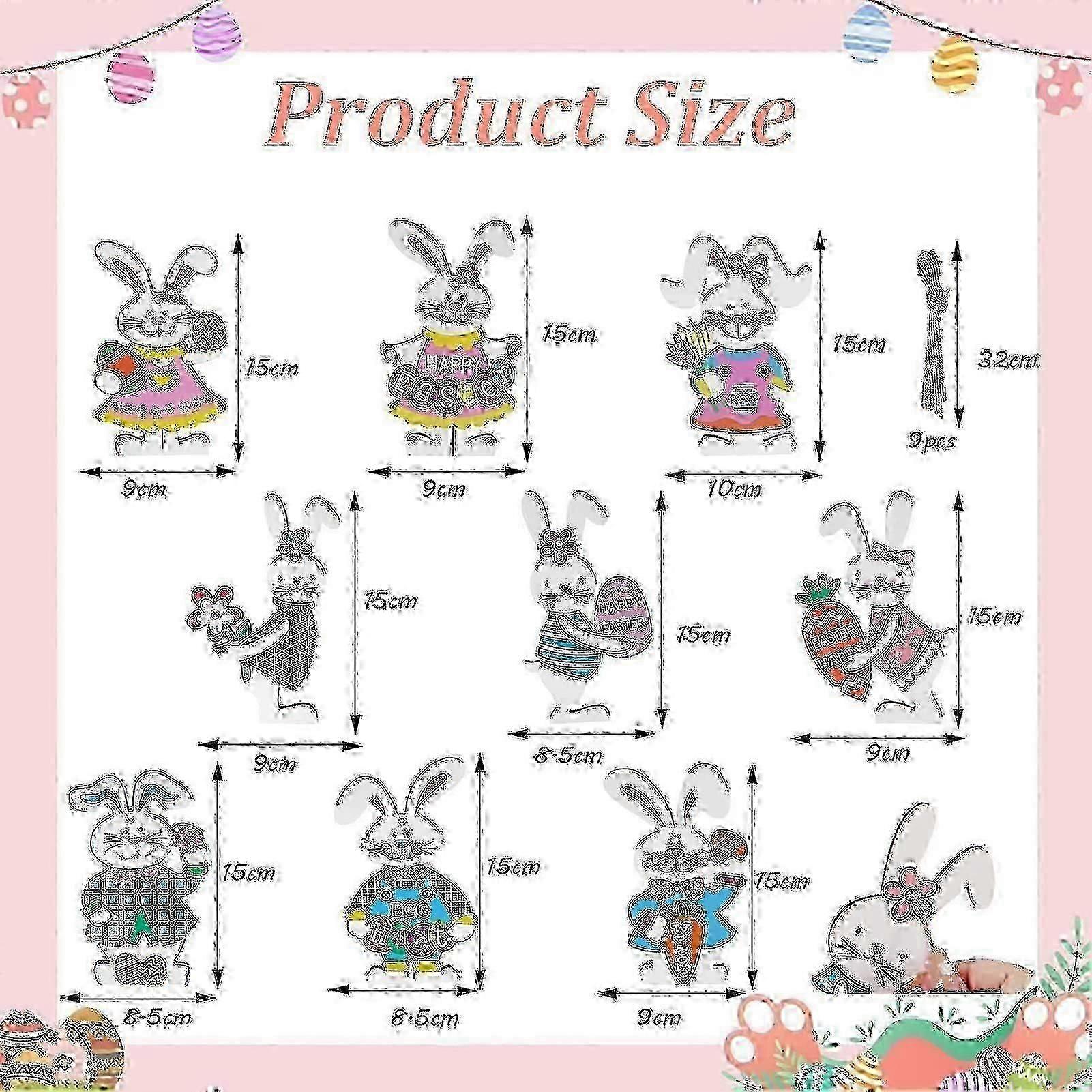 9 Easter Bunny Ornaments Easter Hanging Decorations, Easter Wooden Rabbit Ornaments Hanging Easter