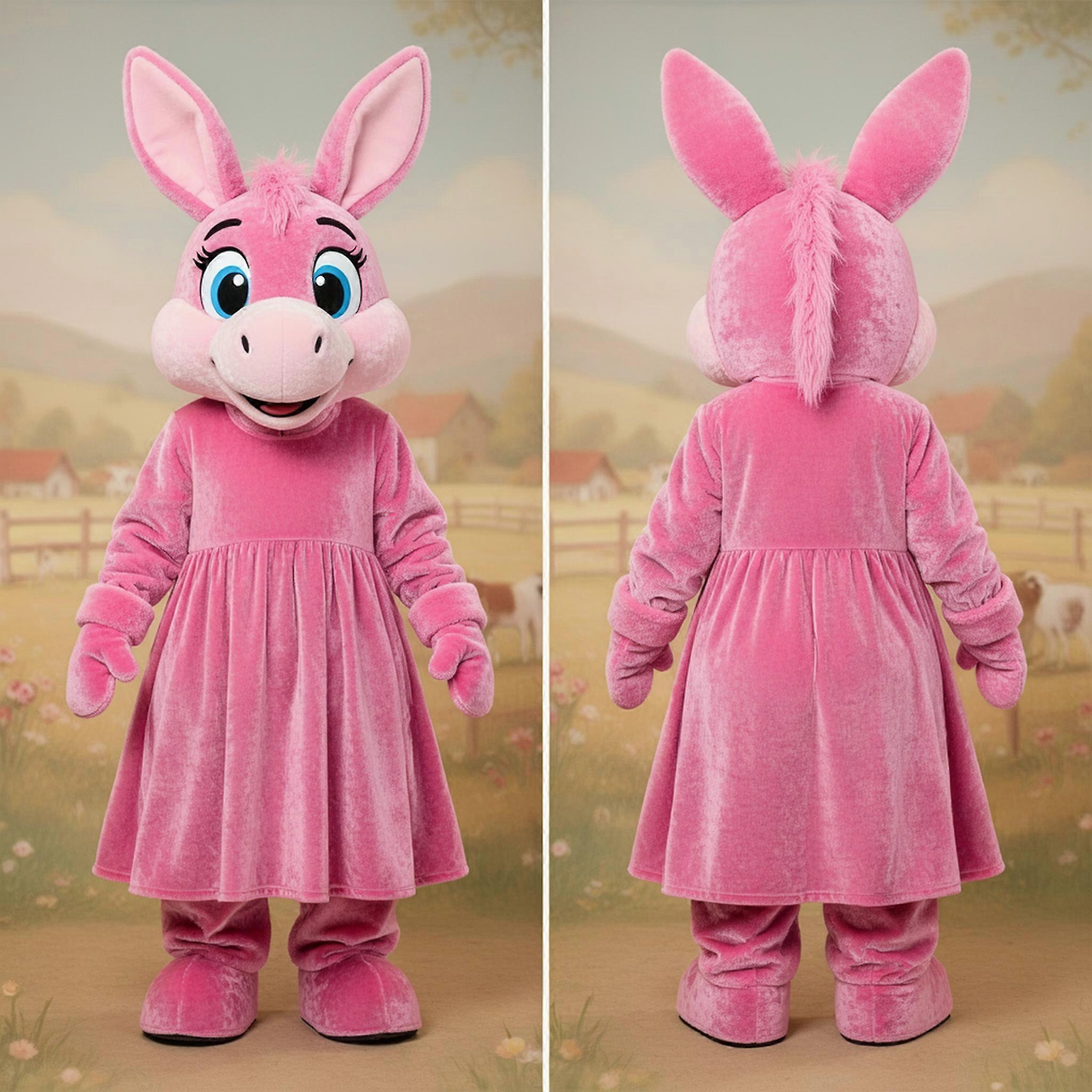 MASTICOT Velvety Pink Charming Donkey Mascot