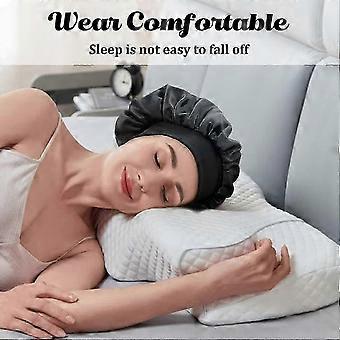 2pcs Large Satin Silk Hair Bonnet For Sleeping,elastic Wide Band Bonnets For Black Women Braids,silk Hair Wrap Night Sleep Caps For Women Curly And Na