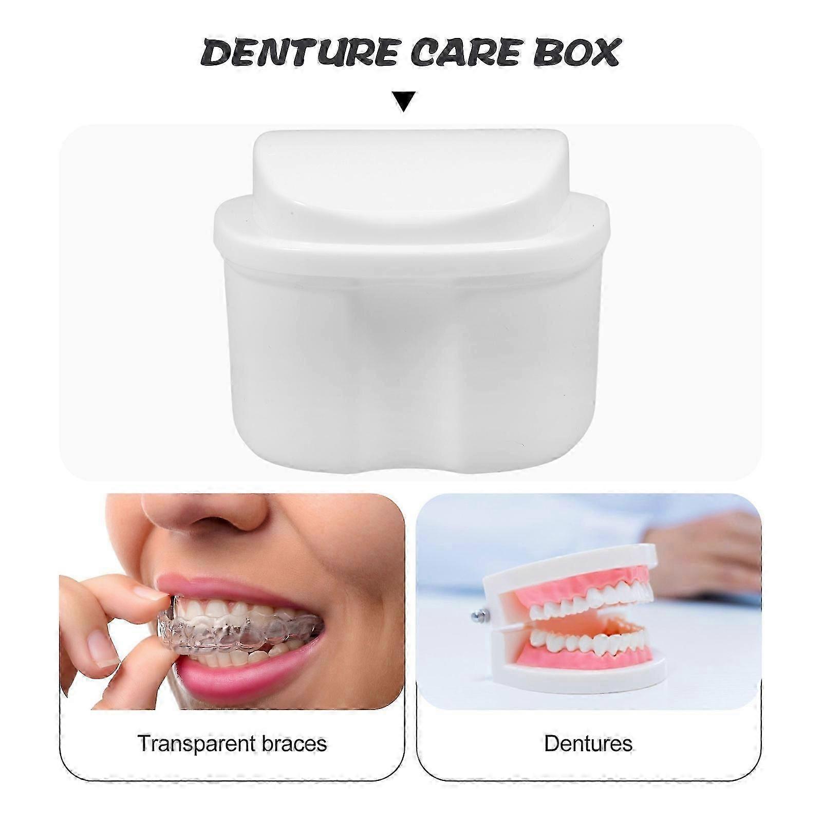 Denture Compact Plastic Storage Case for False Teeth Use