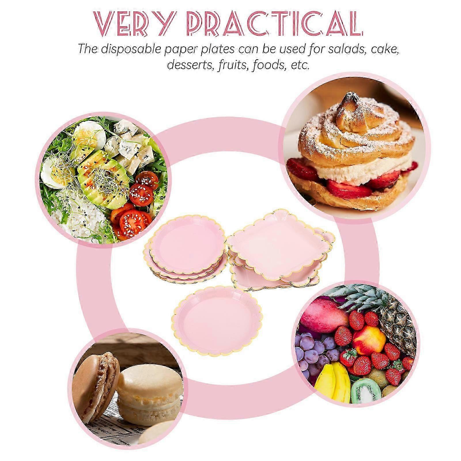 R8 Pink Paper Square Party for Serving 20Pcs