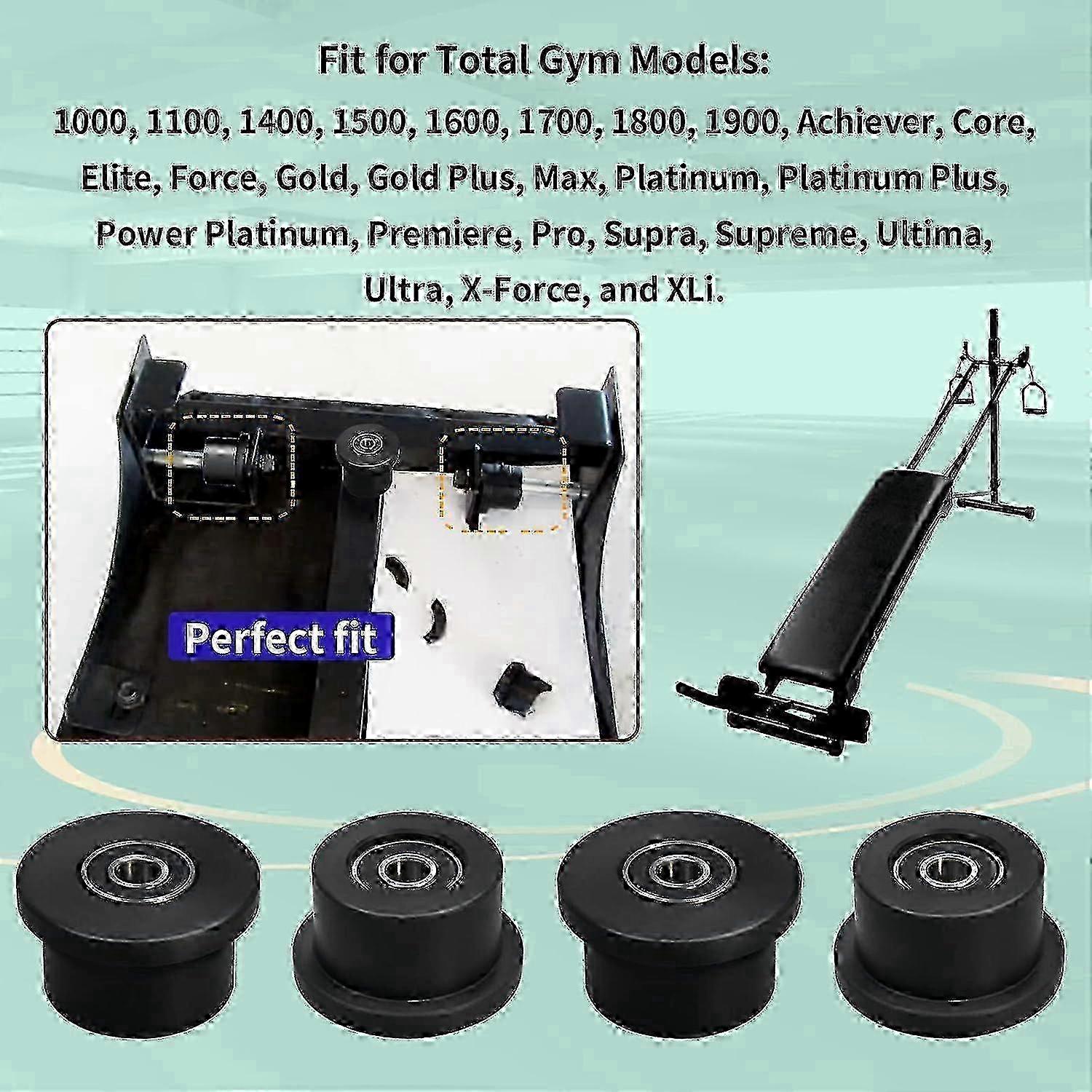 Total Gym Replacement Wheels 4-Pack Compatible with Models 1000-1900