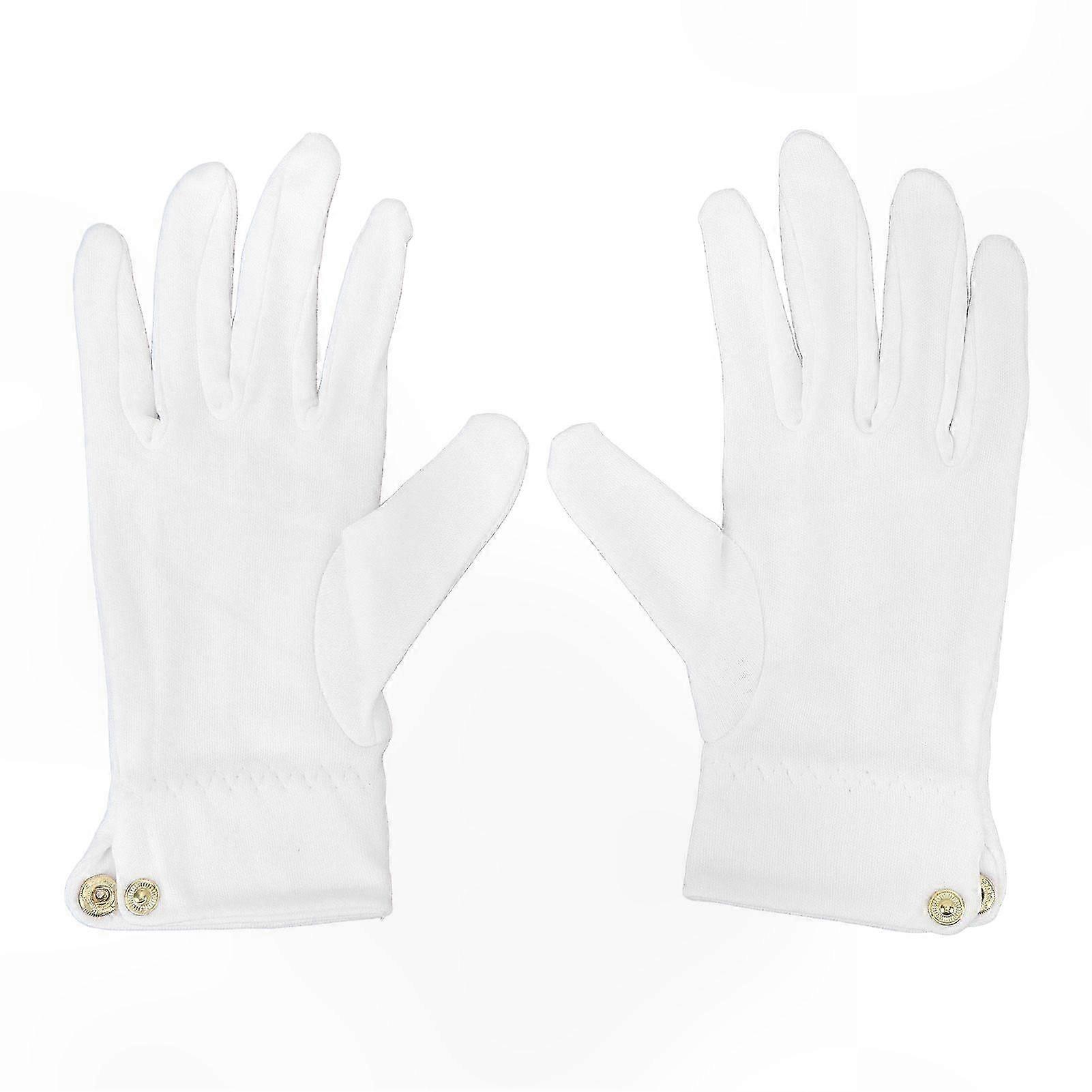 Professional Competition Fit & Secure Snap Cuff - 2 Pcs White Billiard Referee Gloves, Polyester Cotton