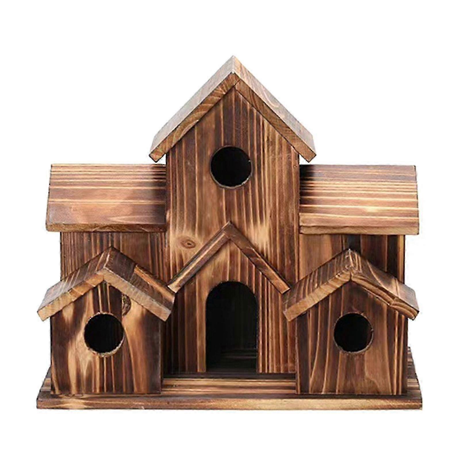 Rustic 6-Hole Garden Bird House