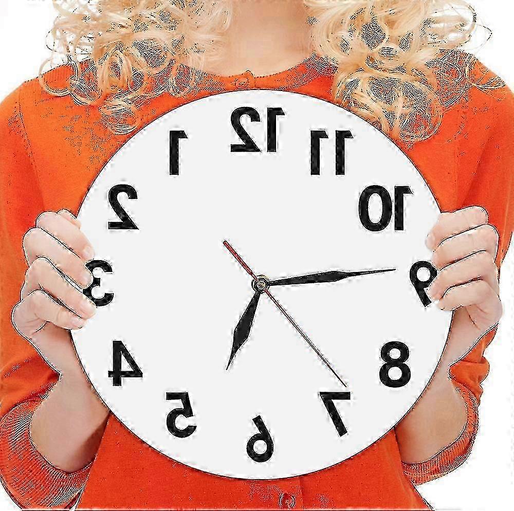 Wall Clock Reverse Battery Powered Wall Clock Creative Art Wall Decor Digital Watch Time Home Decor