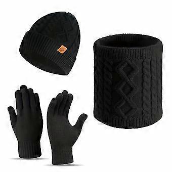 3 Pcs Men's Winter Knit Hat Scarf and Gloves Set, Warm Dome Beanie, Cold Weather Outdoor Headwear for Skiing Hiking Travel Commuting
