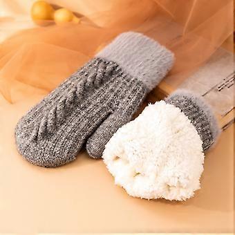Thick Double-Layer Knit Warm Wind-Resistant Winter Gloves
